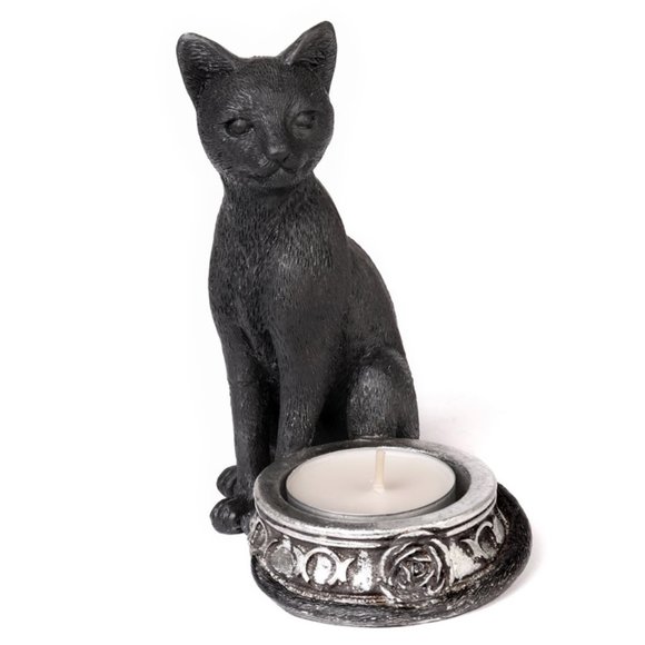 Alchemy Gothic Black Cat Tea Light Candle Holder New in Box NWT - Picture 1 of 5
